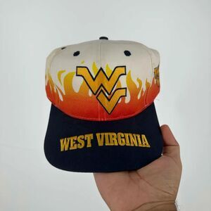 Vintage Front Row ON FIRE West Virginia Mountaineers Flames Snapback Hat